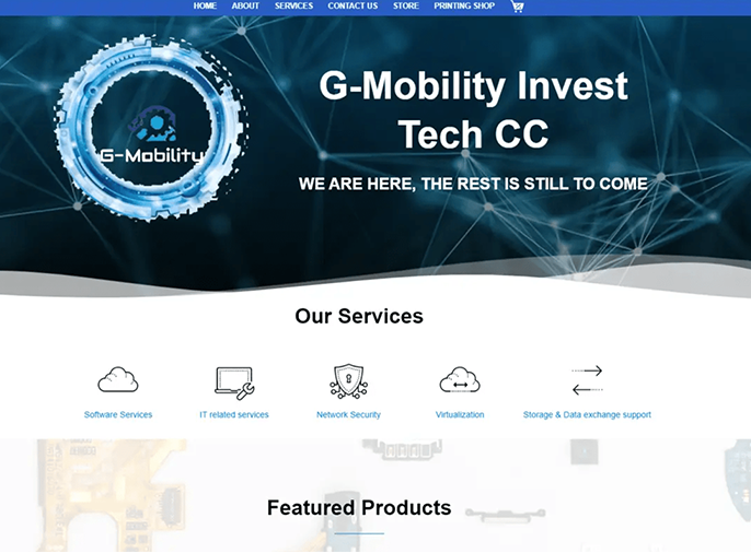 screenshot of G-Mobility E-Commerce website 