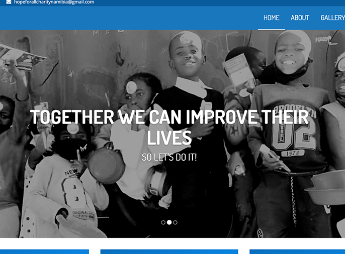 screenshot of non-profit charity organization's website